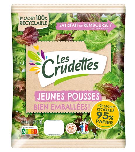 Les Crudettes salads stay fresh in Mondi’s recyclable functional barrier paper.
(Photo: Mondi, PR196)